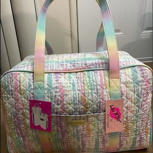 NWT Betsy Johnson weekender bag duffle rainbow